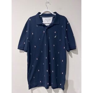Nautica Mens XXL Performance Polo Shirt Navy Blue Sailboat Anchor Classic Fit